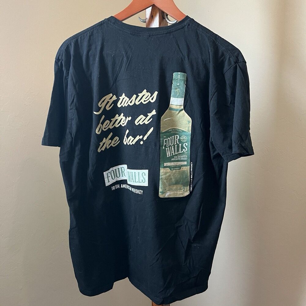 Four Walls Irish And American Whiskey T-Shirt XL  Double Sided Black